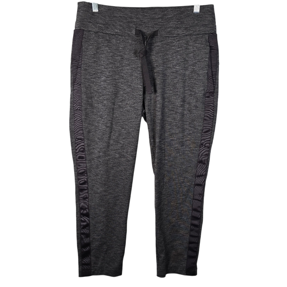 Athleta Womens Metro Downtown Ankle Pants Heathered Gray Black Ribbon Sides Med